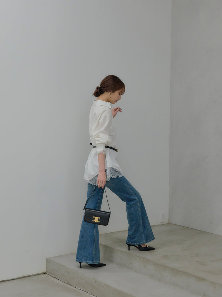 美ラインストレッチフレアデニム