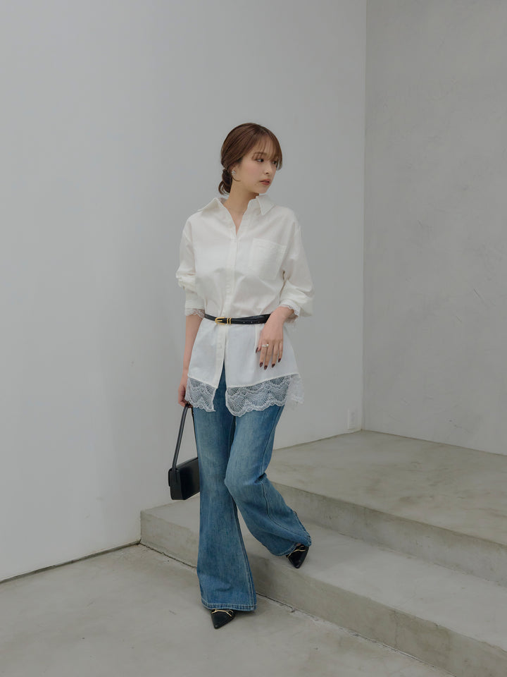 美ラインストレッチフレアデニム