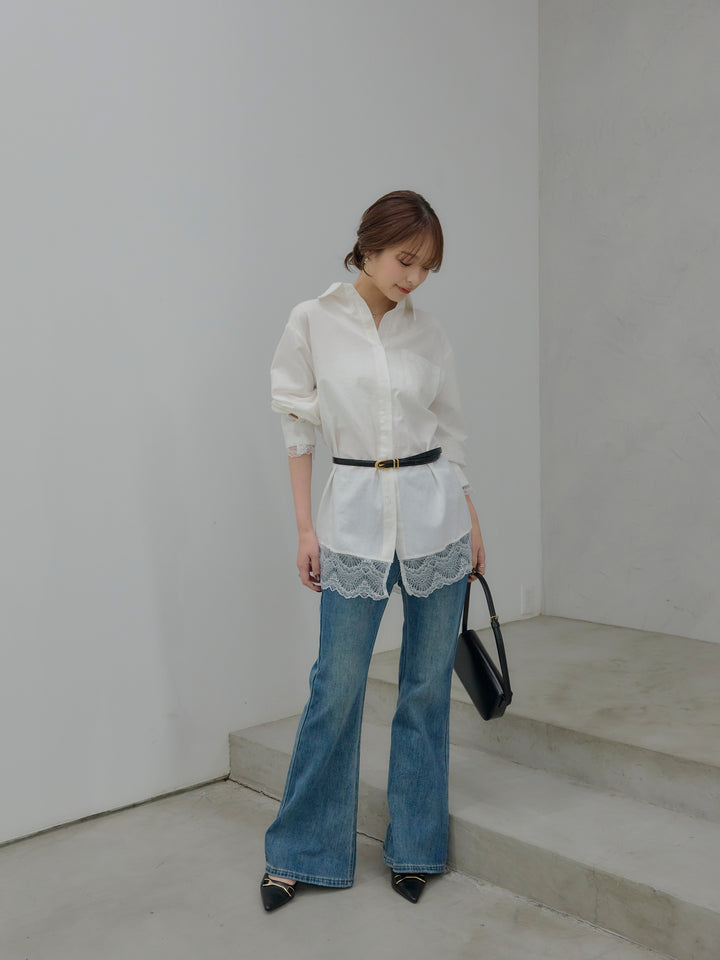 美ラインストレッチフレアデニム