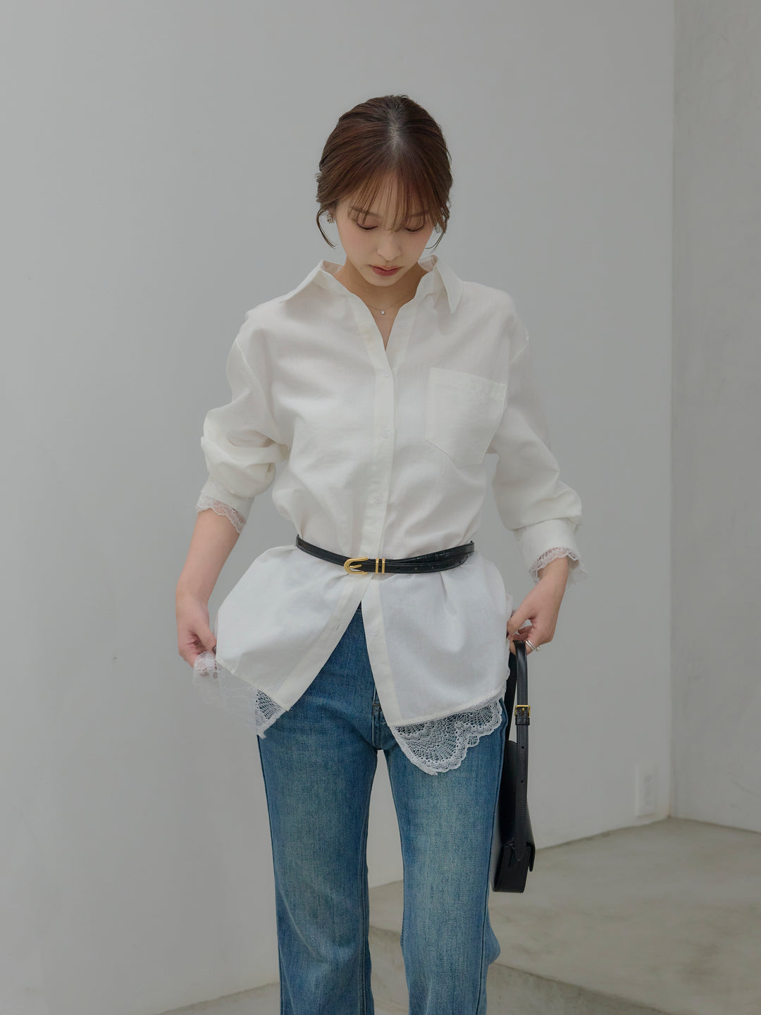 美ラインストレッチフレアデニム