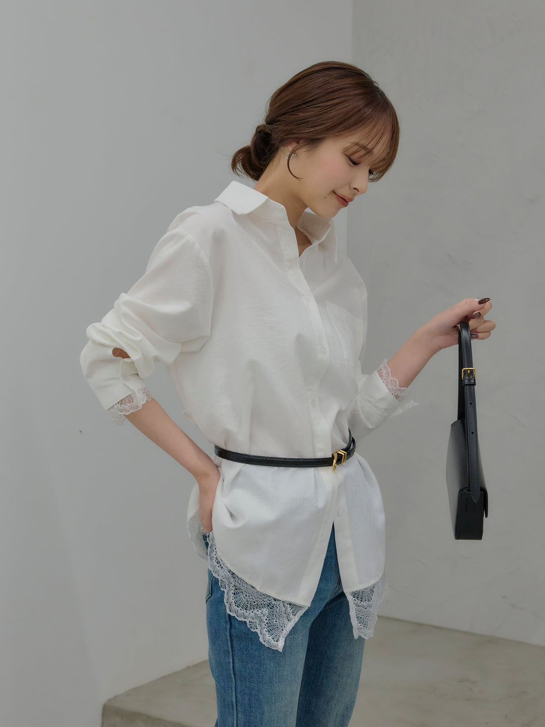 美ラインストレッチフレアデニム