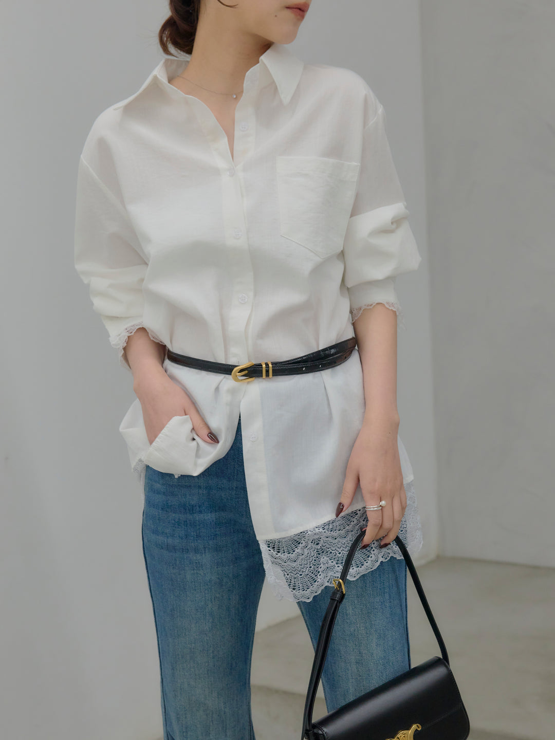 美ラインストレッチフレアデニム