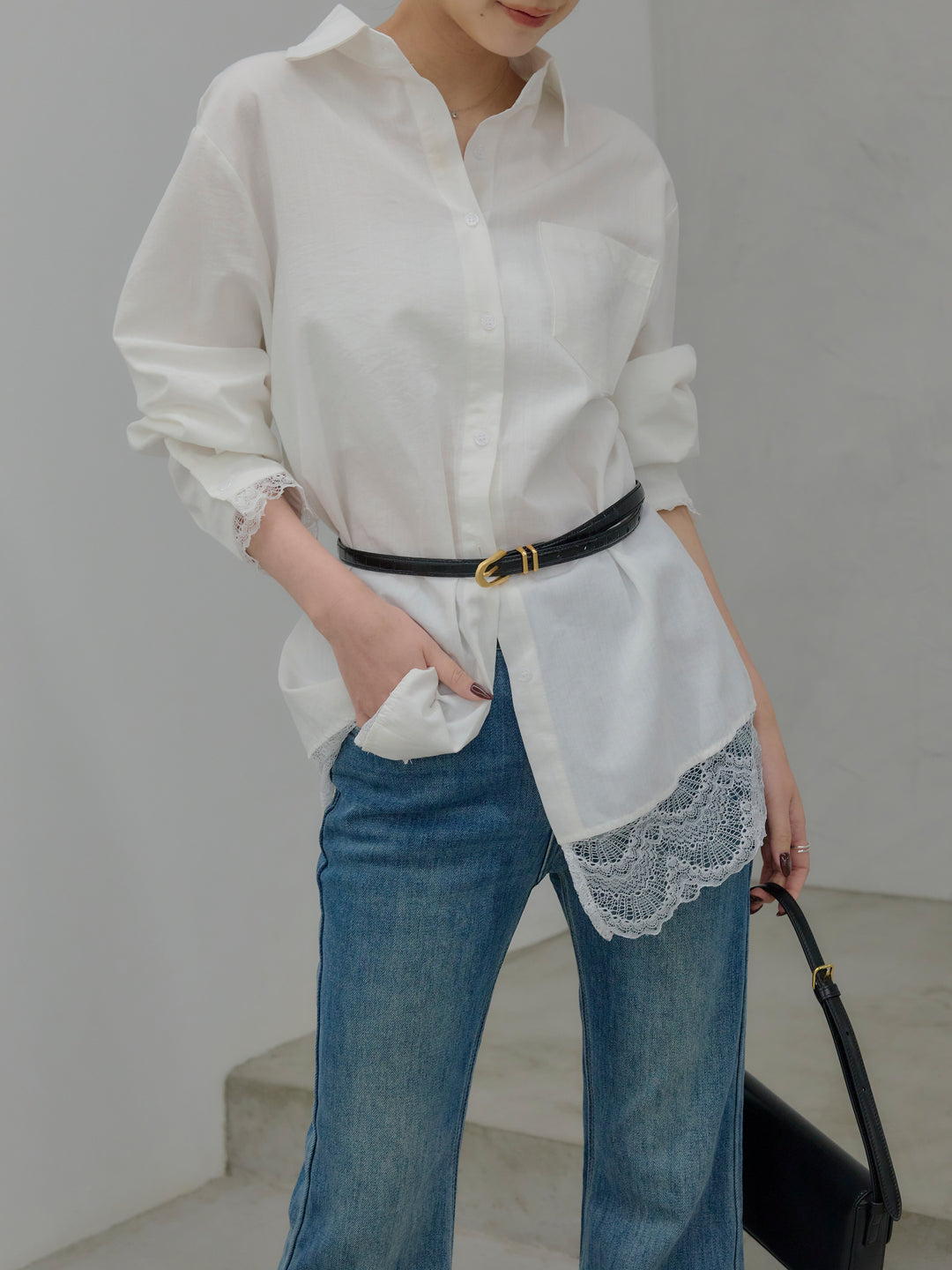 美ラインストレッチフレアデニム