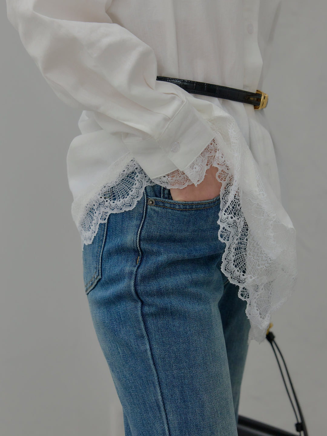 美ラインストレッチフレアデニム