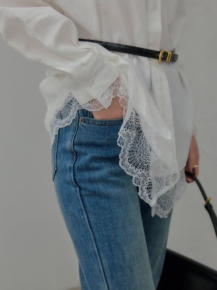 美ラインストレッチフレアデニム