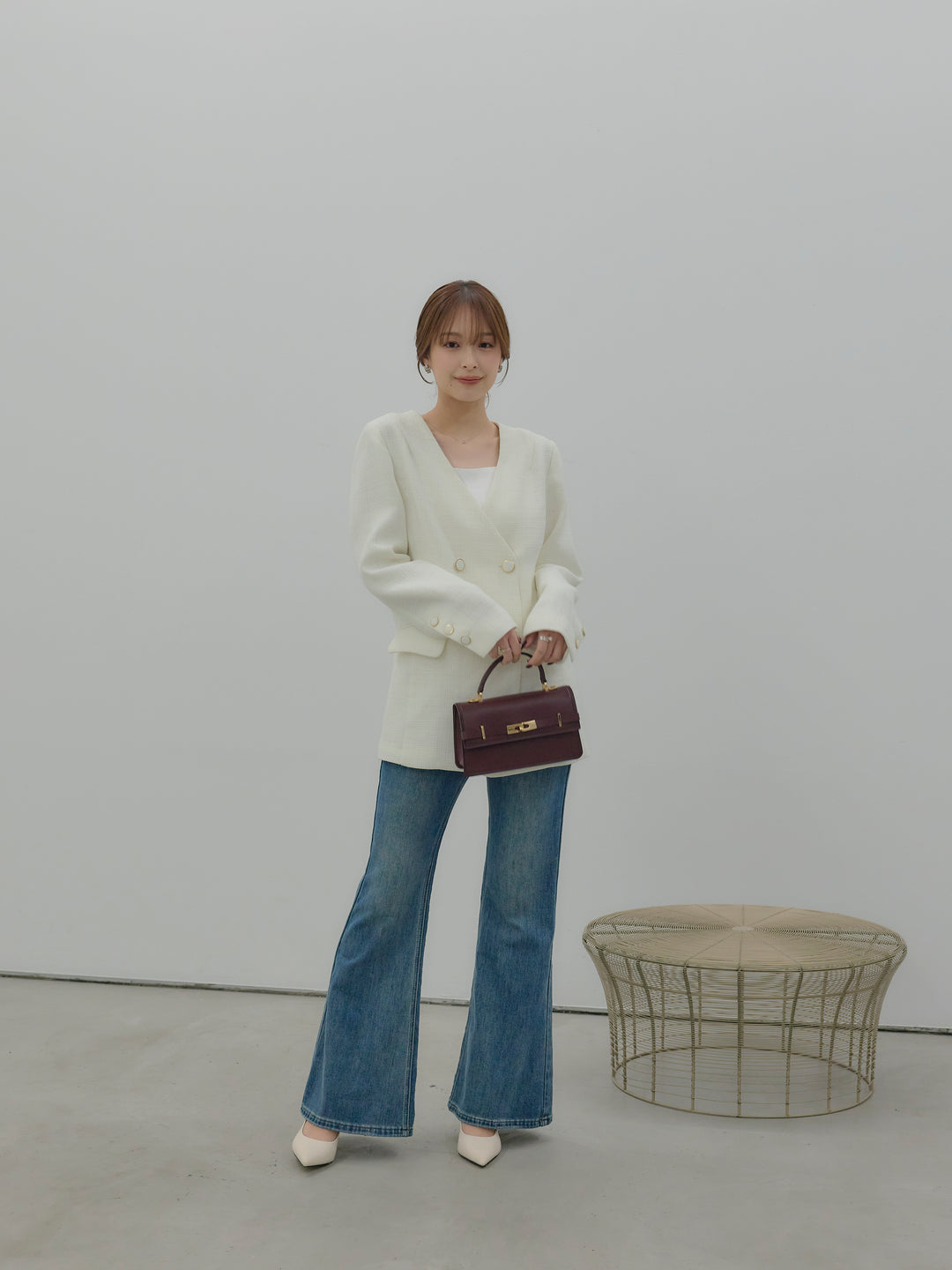 美ラインストレッチフレアデニム