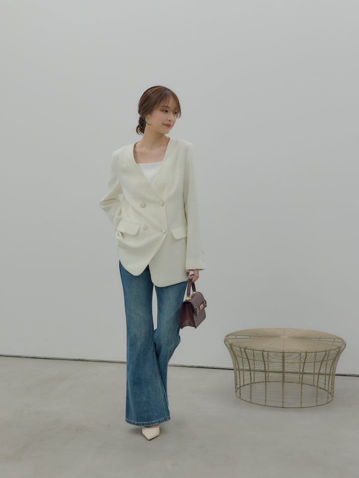 美ラインストレッチフレアデニム