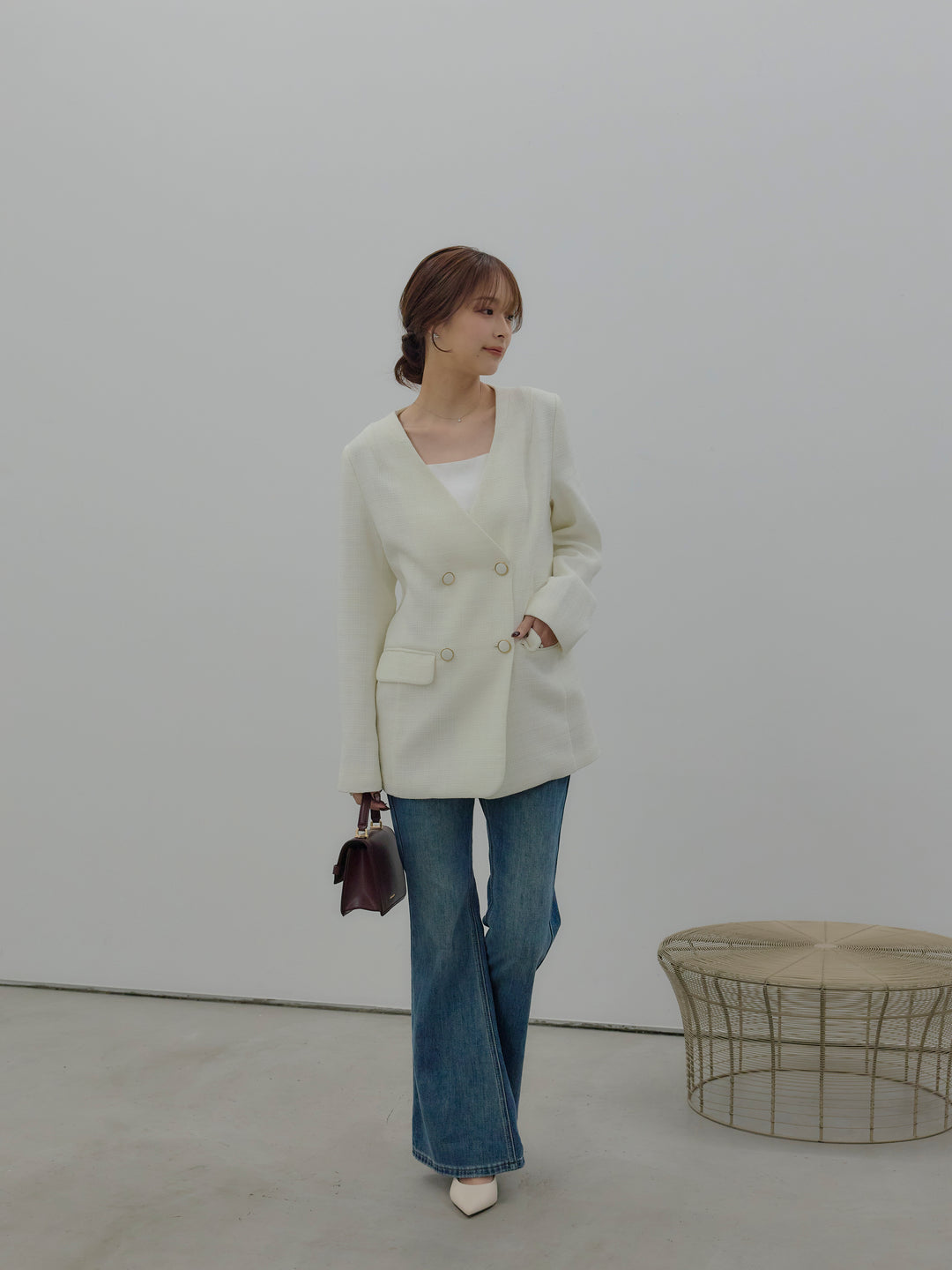 美ラインストレッチフレアデニム