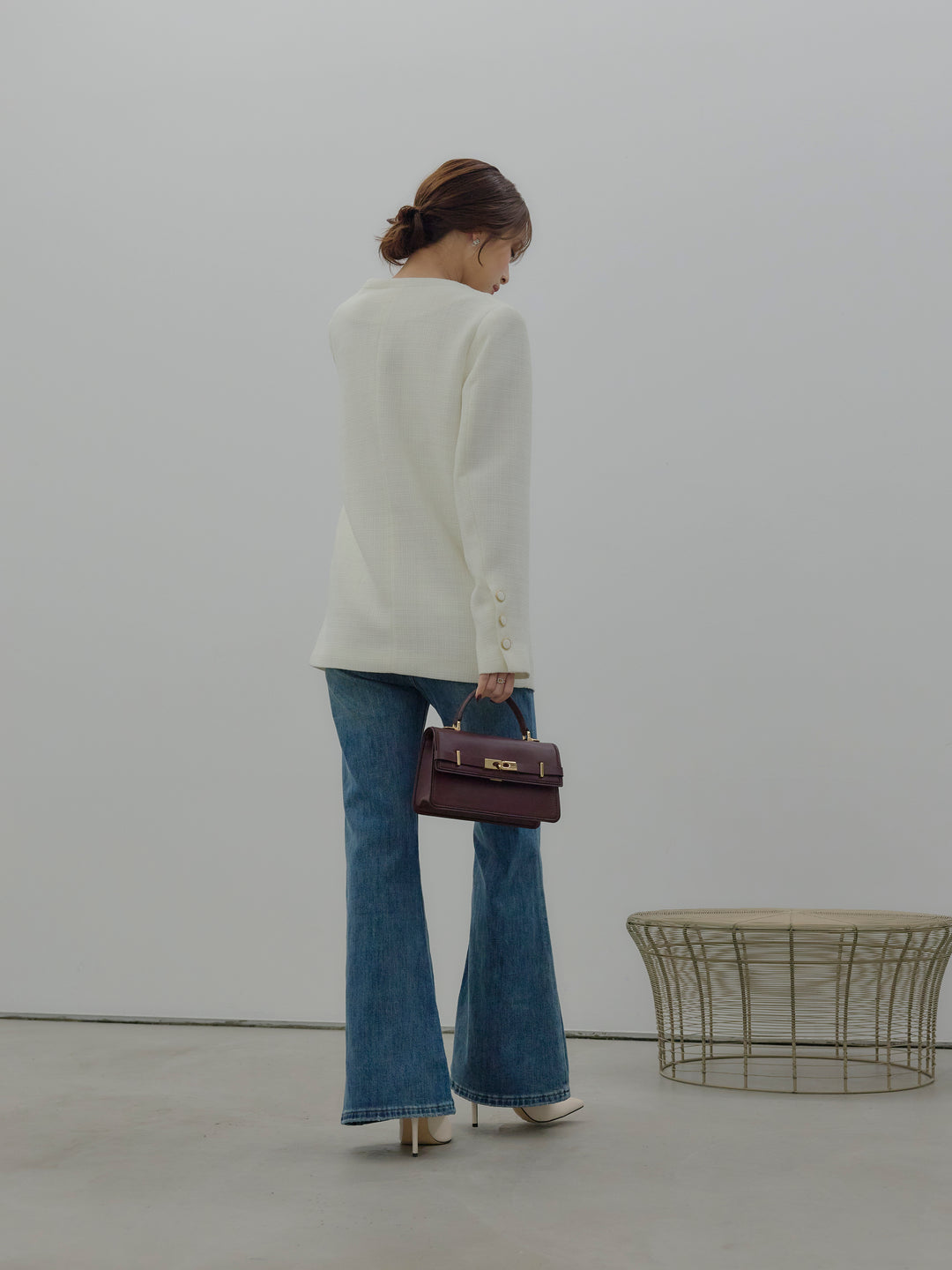 美ラインストレッチフレアデニム