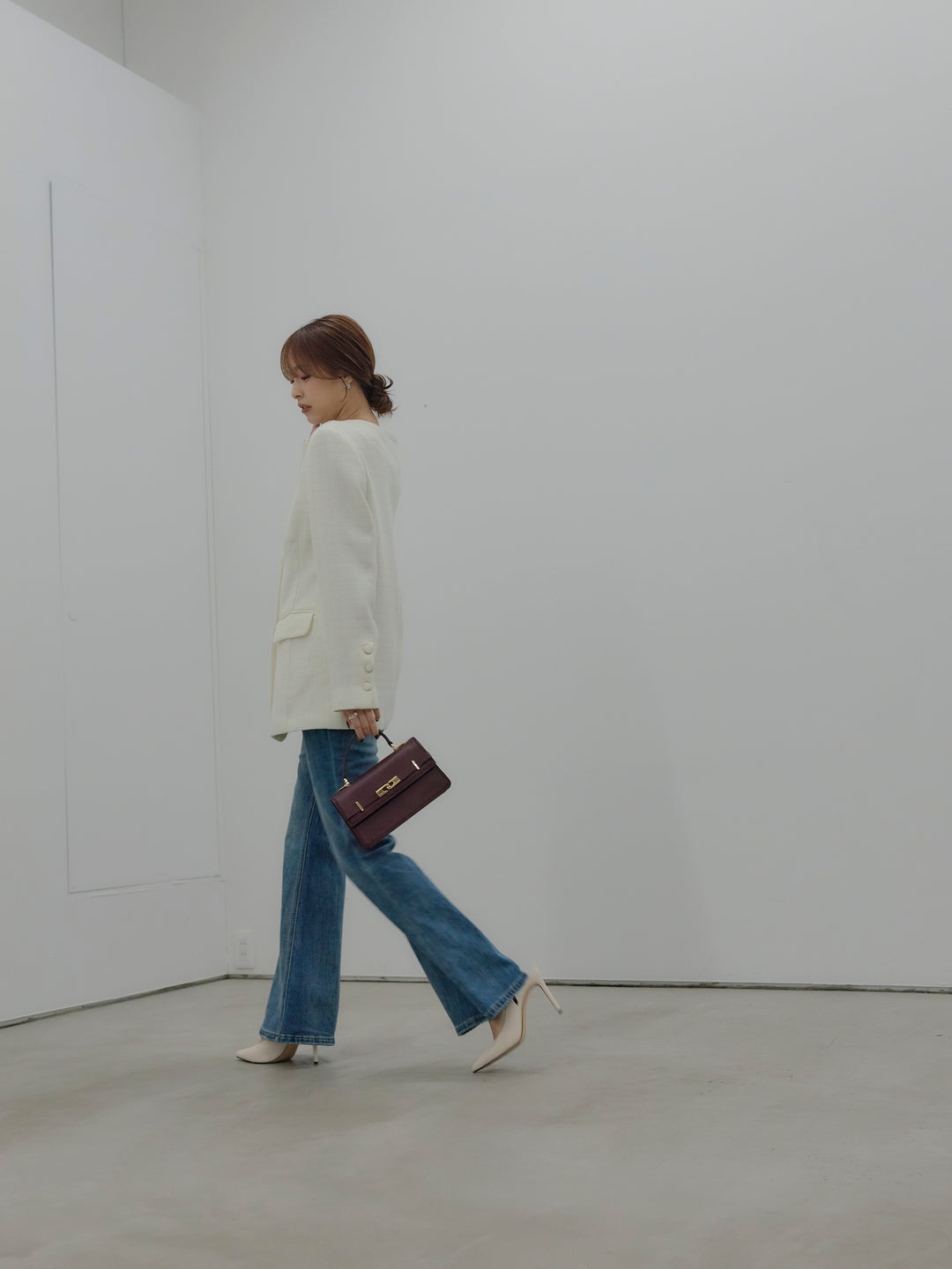 美ラインストレッチフレアデニム