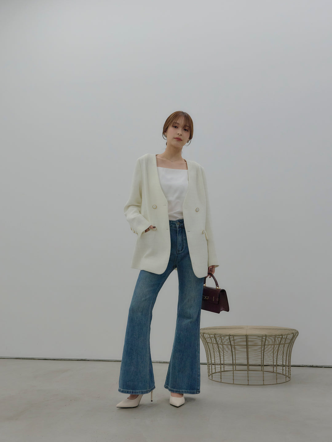 美ラインストレッチフレアデニム