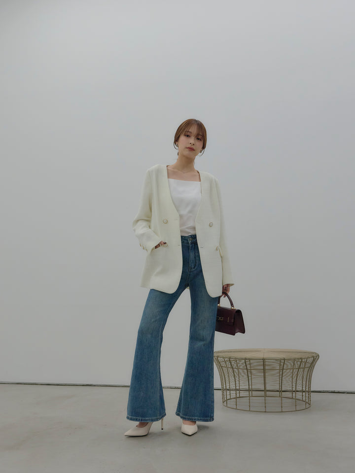 美ラインストレッチフレアデニム
