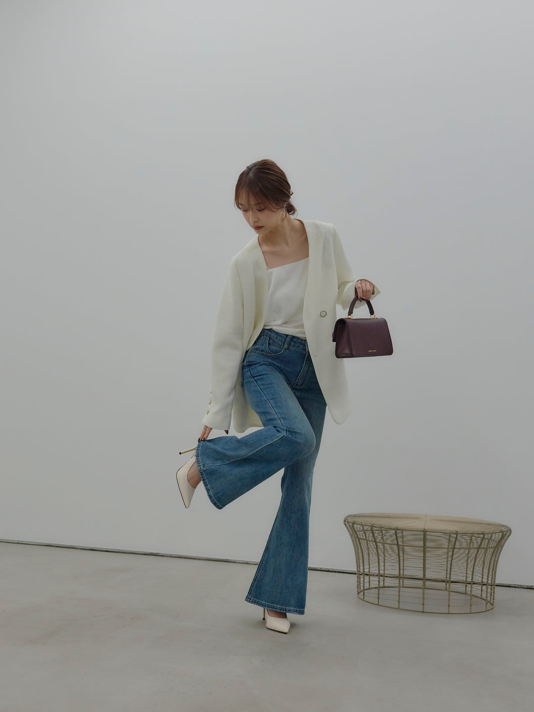 美ラインストレッチフレアデニム