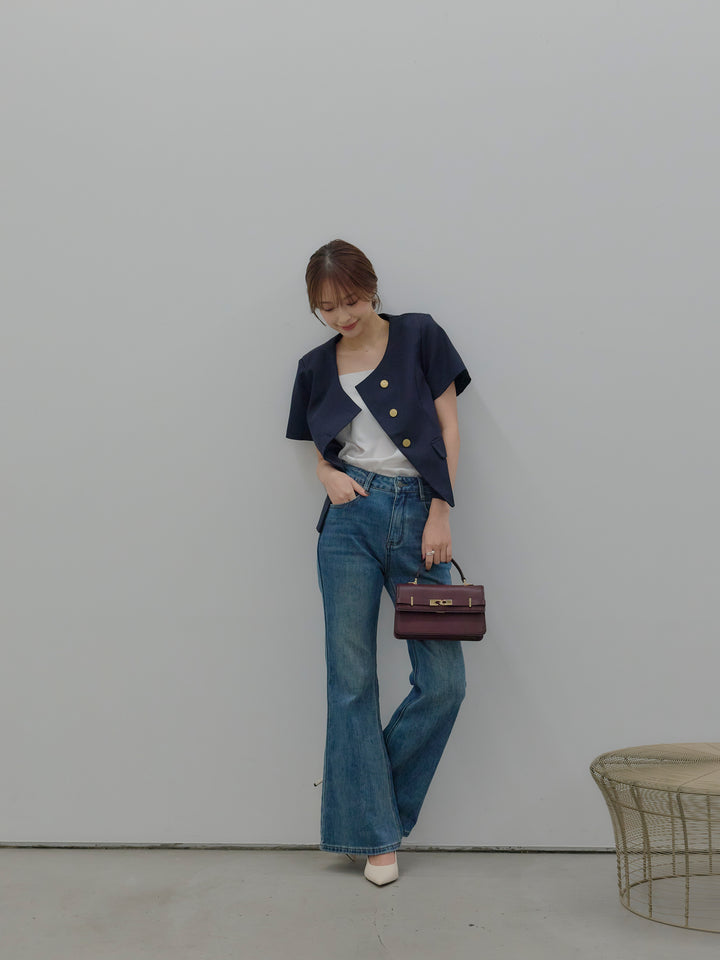 ゴールドボタンハーフスリーブジャケット