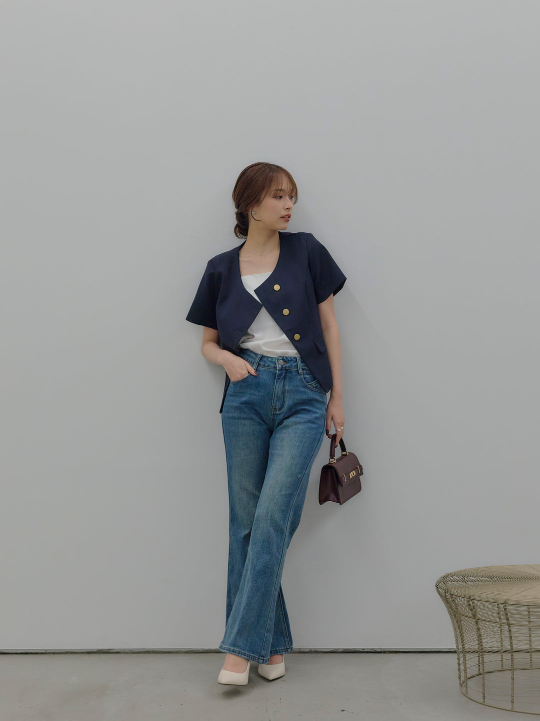 美ラインストレッチフレアデニム