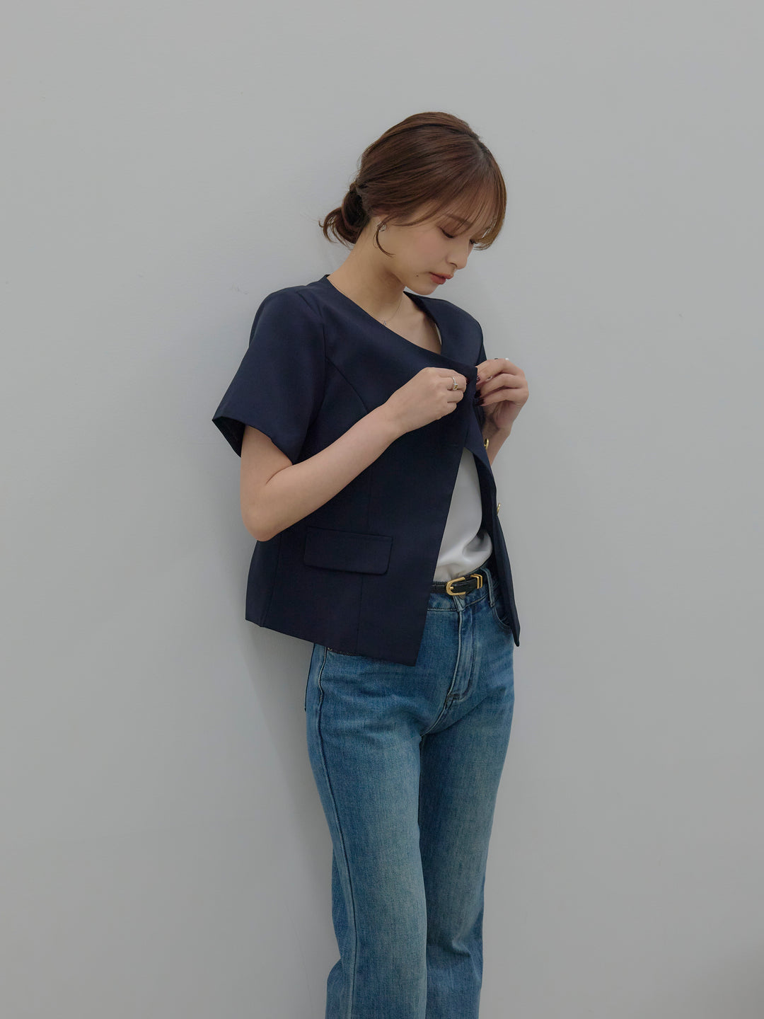 美ラインストレッチフレアデニム