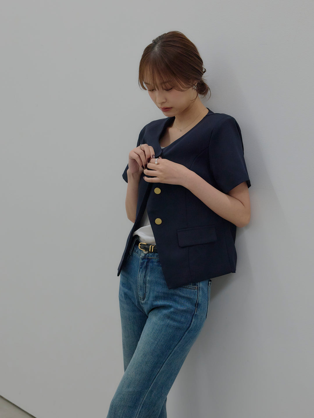 ゴールドボタンハーフスリーブジャケット