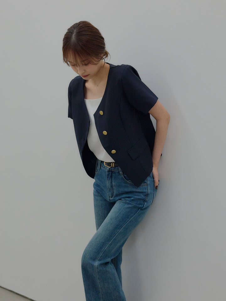 ゴールドボタンハーフスリーブジャケット