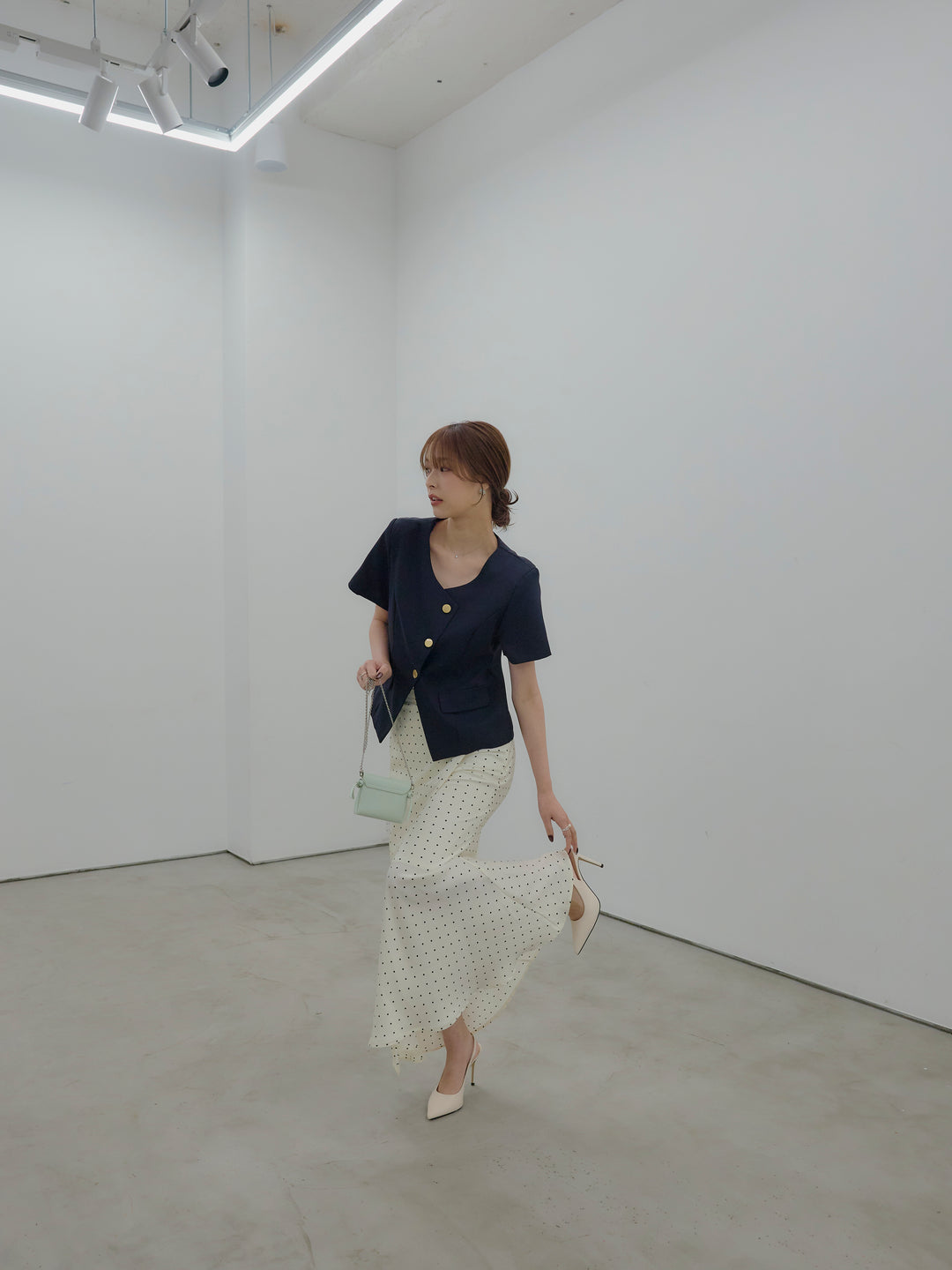 ゴールドボタンハーフスリーブジャケット