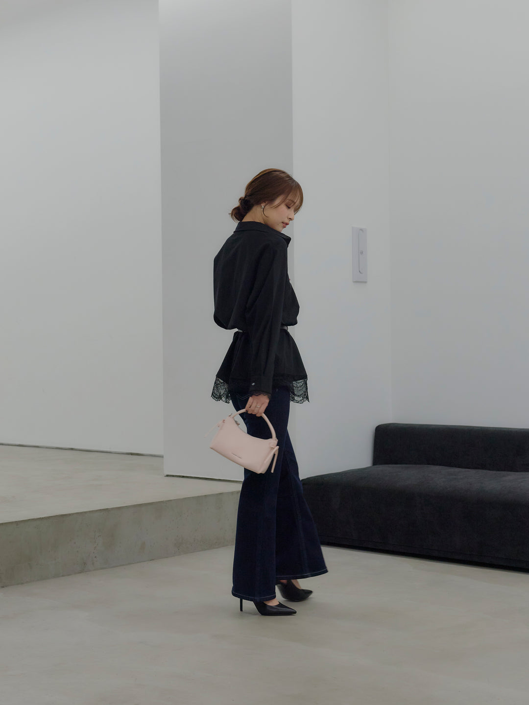 美ラインストレッチフレアデニム