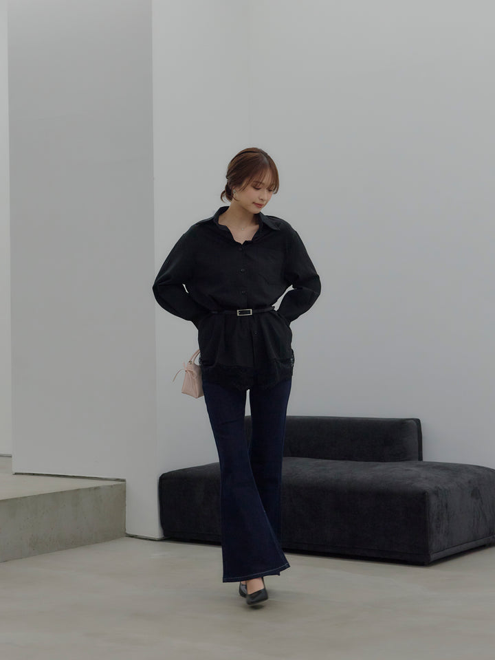 美ラインストレッチフレアデニム