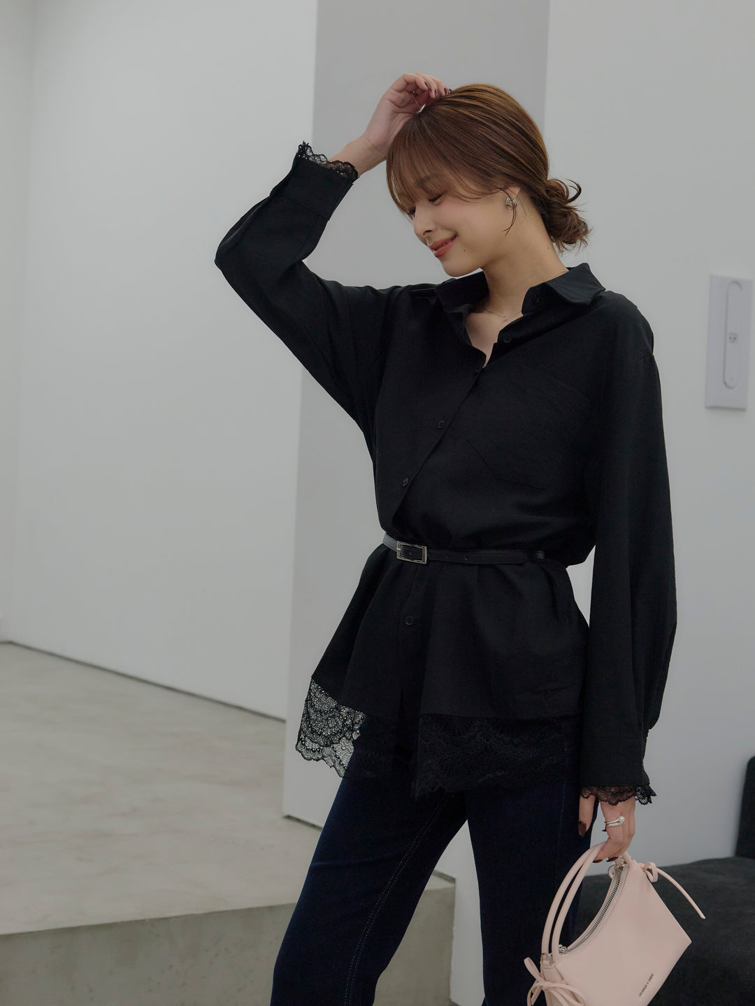 美ラインストレッチフレアデニム