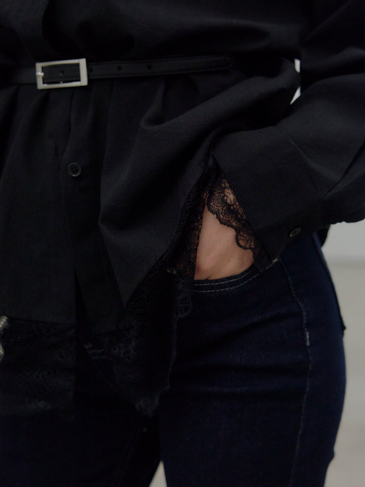 美ラインストレッチフレアデニム