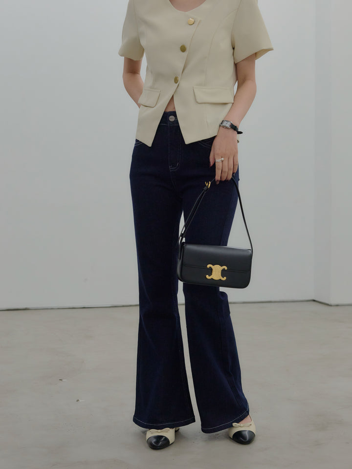 美ラインストレッチフレアデニム