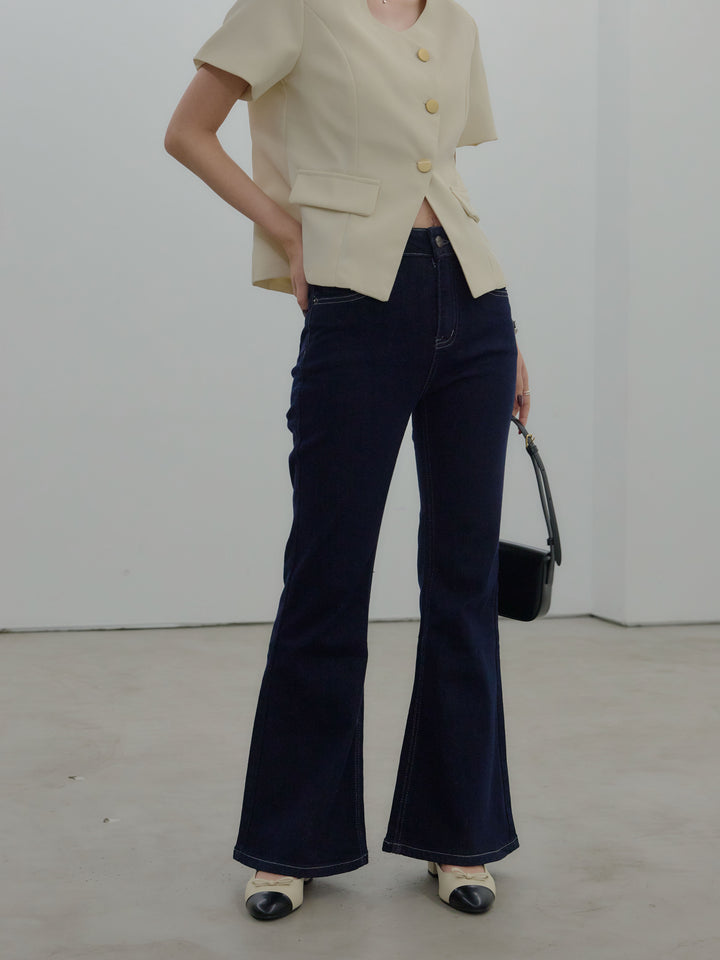 美ラインストレッチフレアデニム