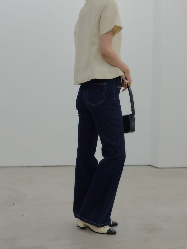 美ラインストレッチフレアデニム
