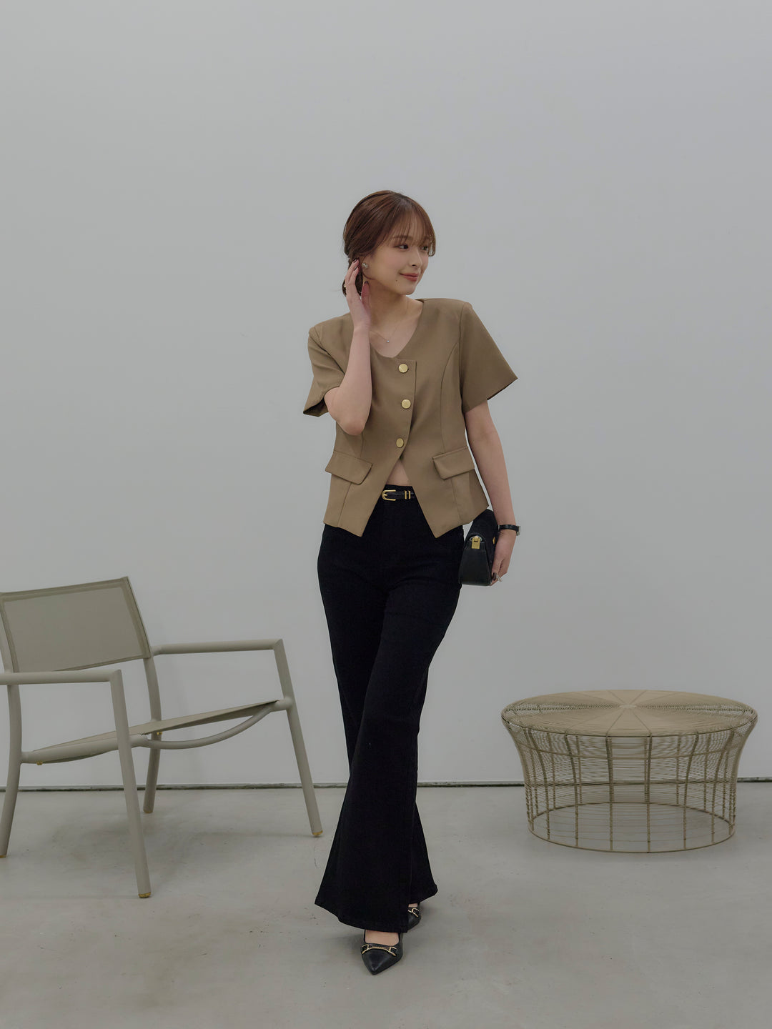 美ラインストレッチフレアデニム