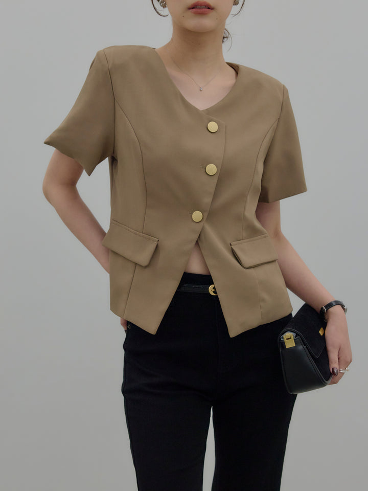 ゴールドボタンハーフスリーブジャケット