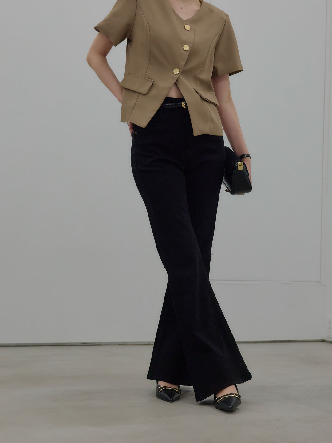 美ラインストレッチフレアデニム