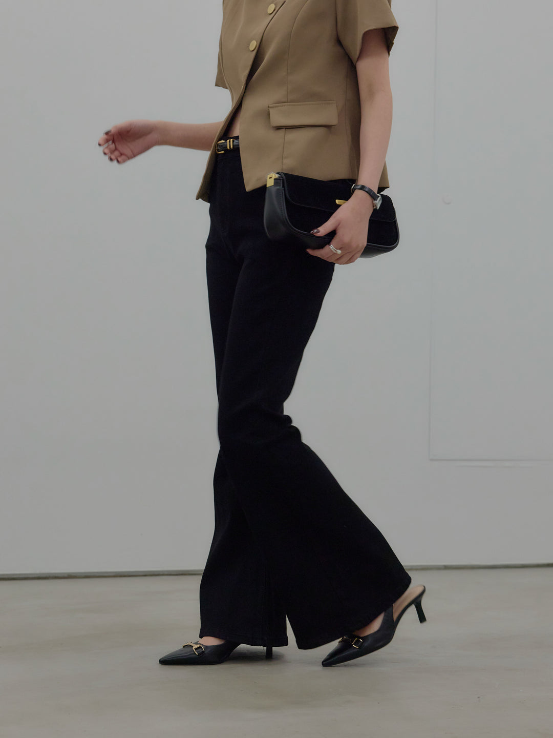 美ラインストレッチフレアデニム