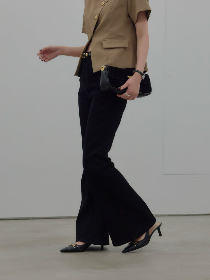 美ラインストレッチフレアデニム