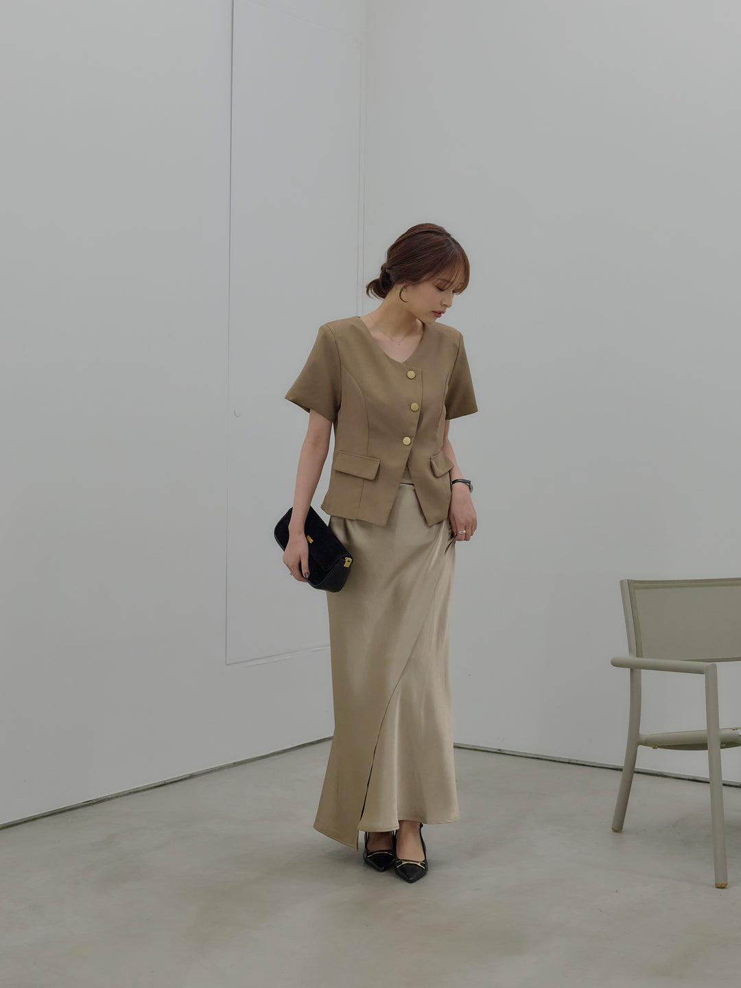 ゴールドボタンハーフスリーブジャケット