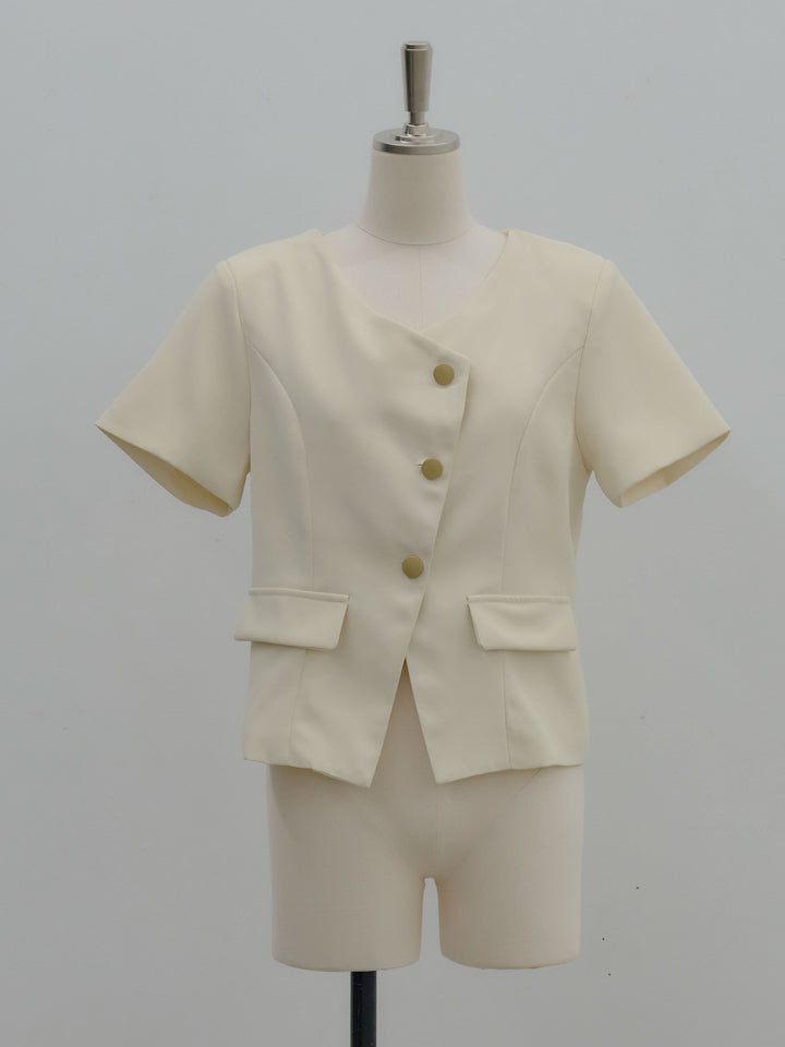 ゴールドボタンハーフスリーブジャケット