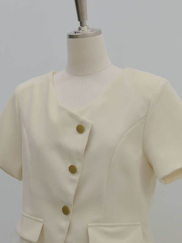ゴールドボタンハーフスリーブジャケット