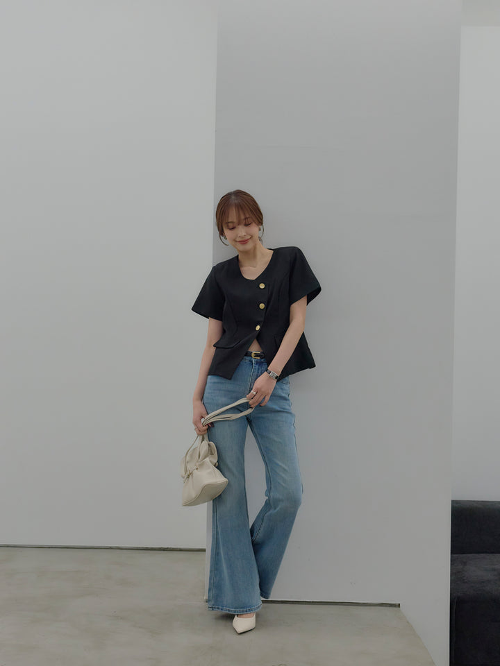 美ラインストレッチフレアデニム