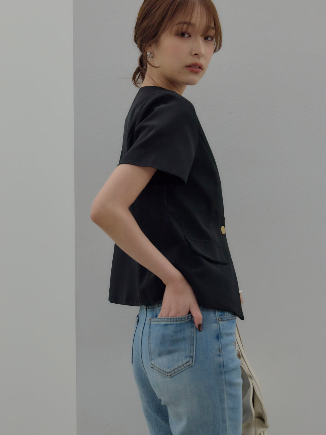 美ラインストレッチフレアデニム