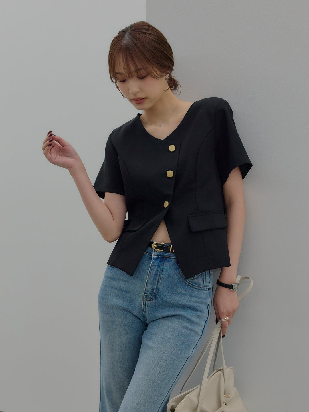 美ラインストレッチフレアデニム