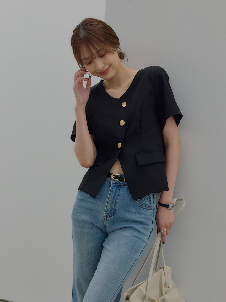 ゴールドボタンハーフスリーブジャケット
