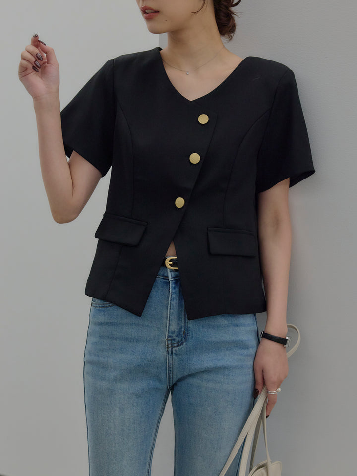 ゴールドボタンハーフスリーブジャケット