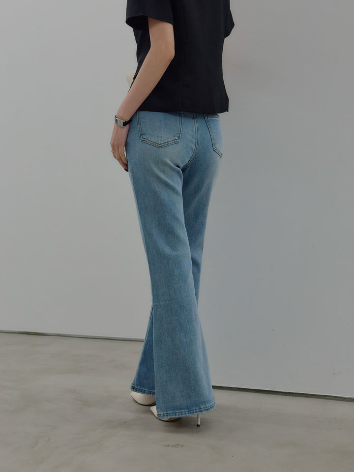美ラインストレッチフレアデニム