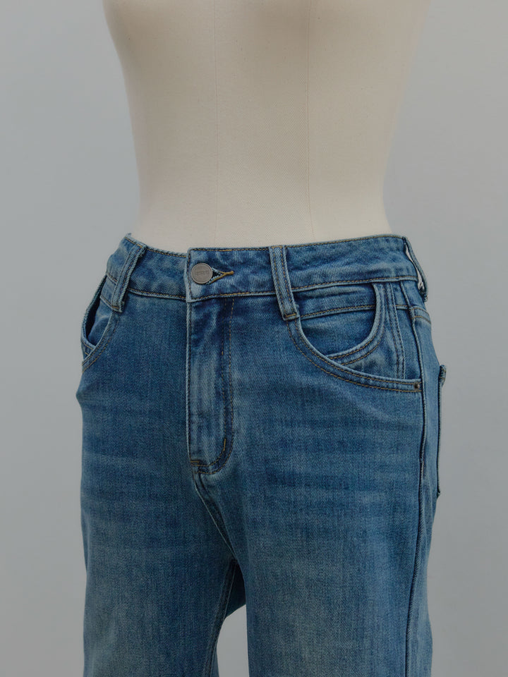 美ラインストレッチフレアデニム