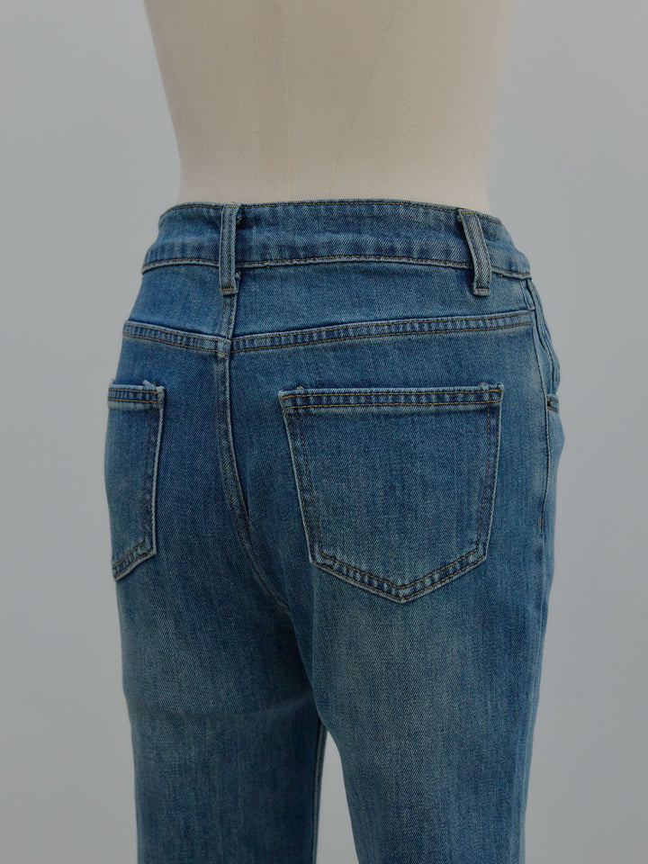 美ラインストレッチフレアデニム