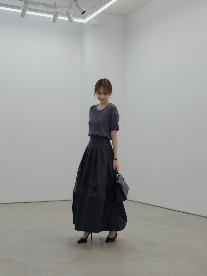 ケーブル編みハーフニットカーディガン