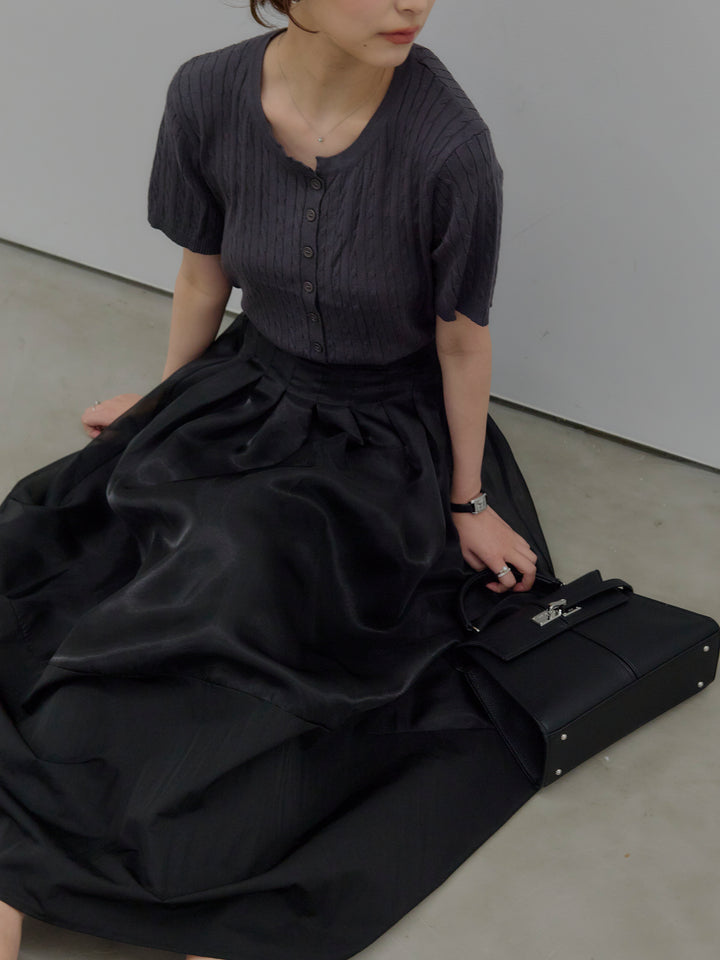 ケーブル編みハーフニットカーディガン