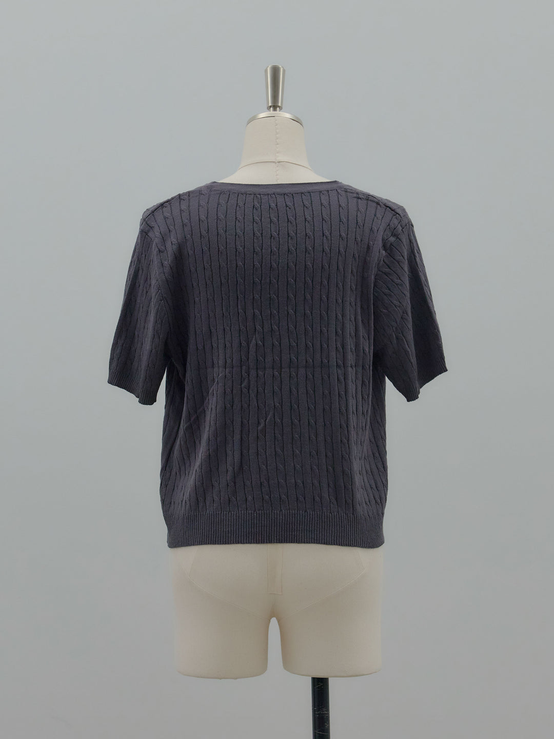 ケーブル編みハーフニットカーディガン