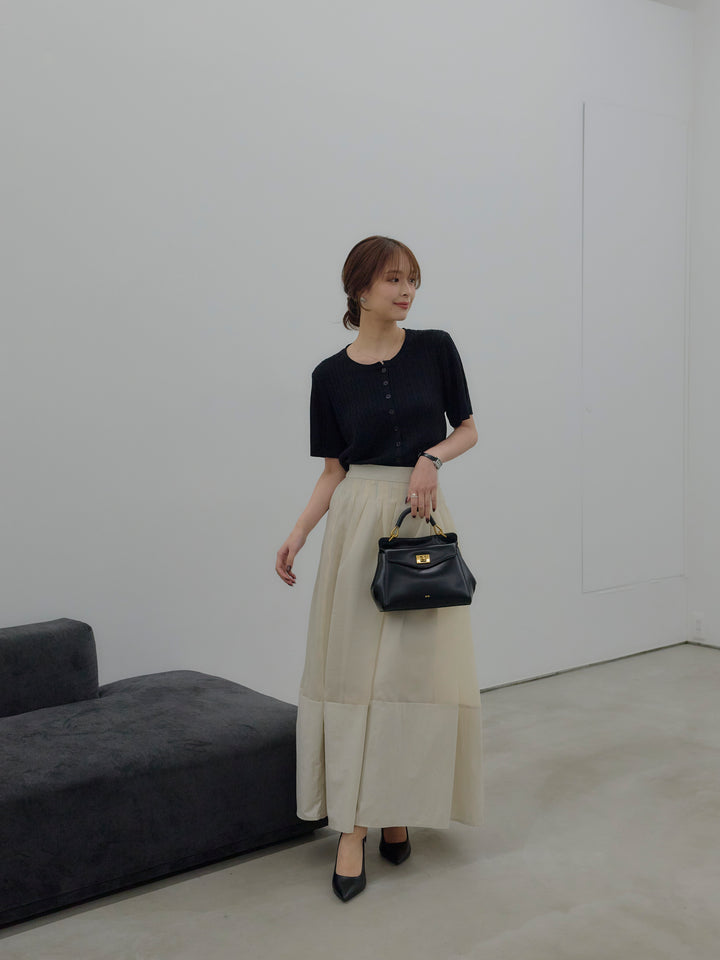 ケーブル編みハーフニットカーディガン